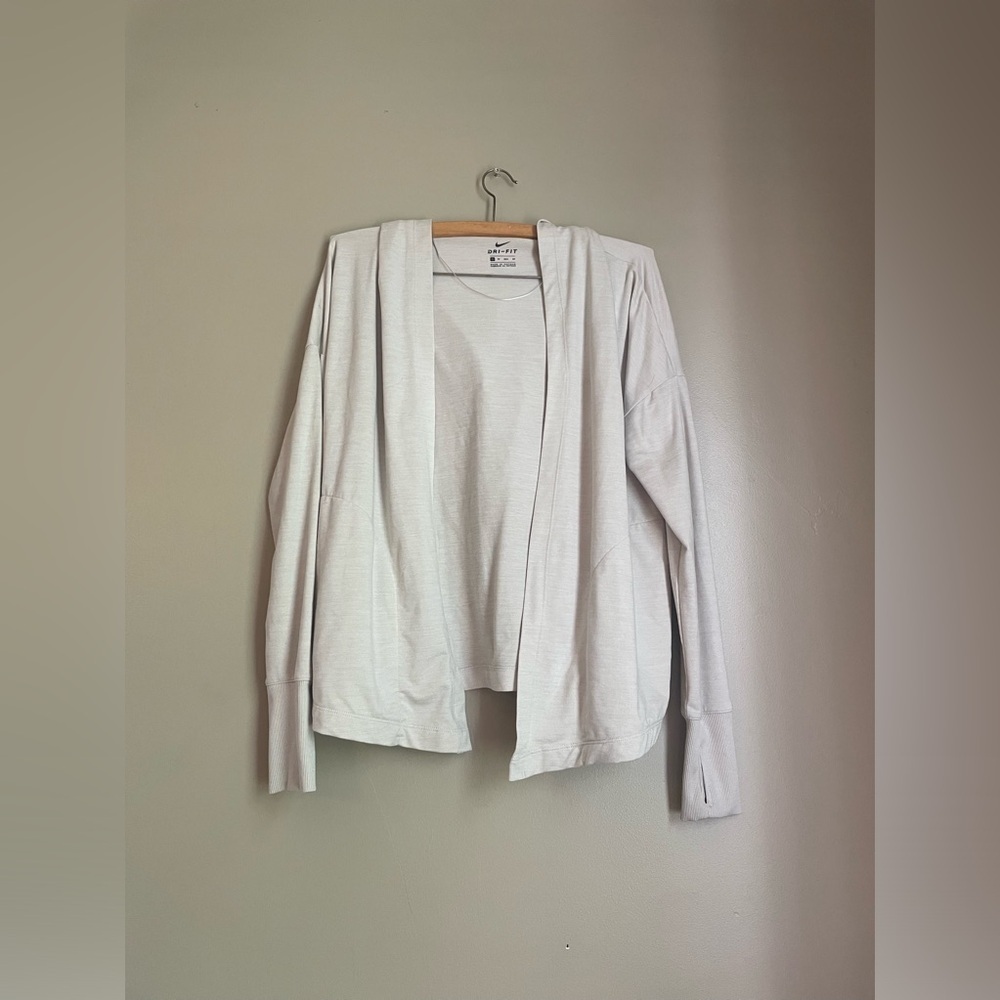 Nike Tan Beige Hooded Cardigan with Thumb Holes